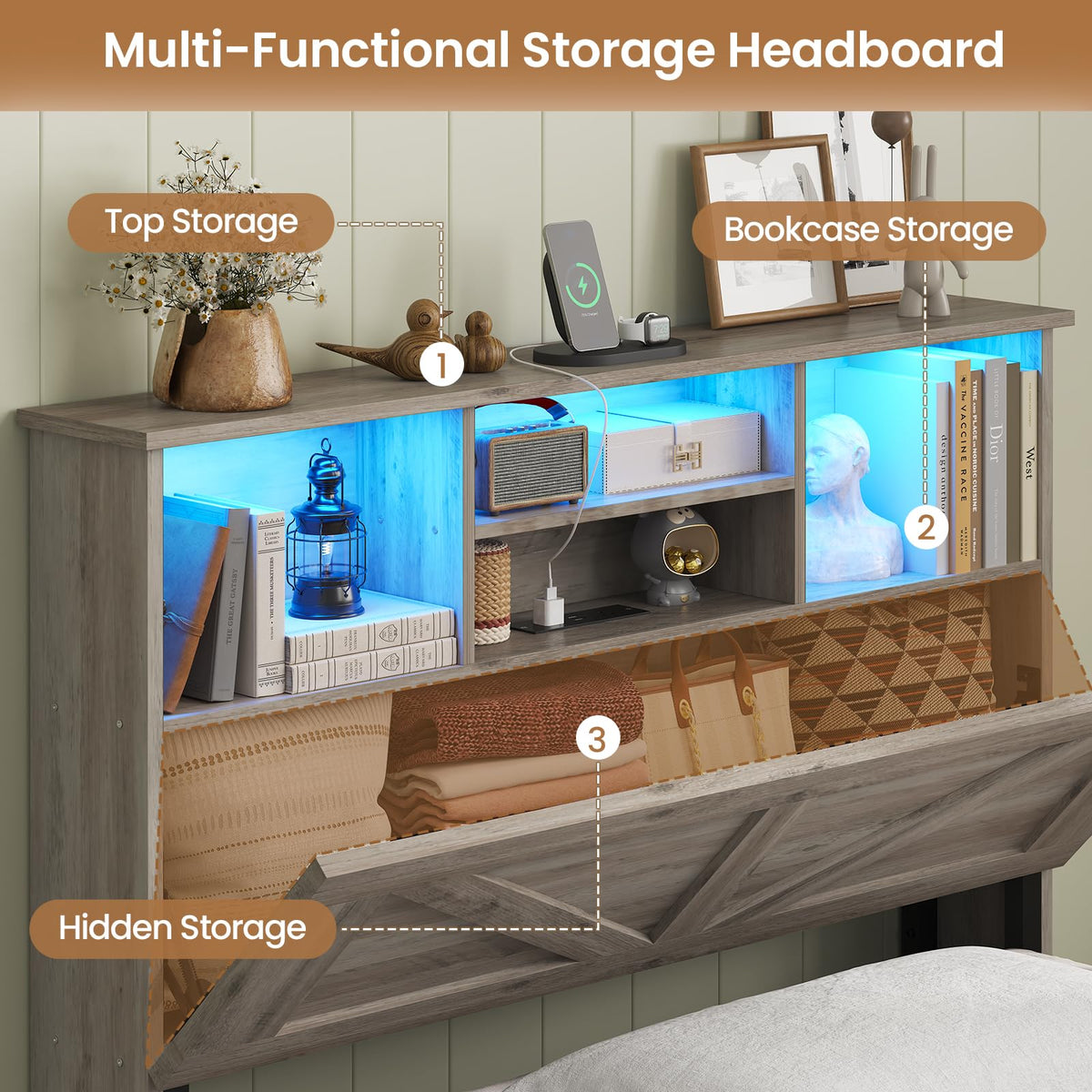 Twin Bed with Bookcase Headboard and 4 Drawers Z33509