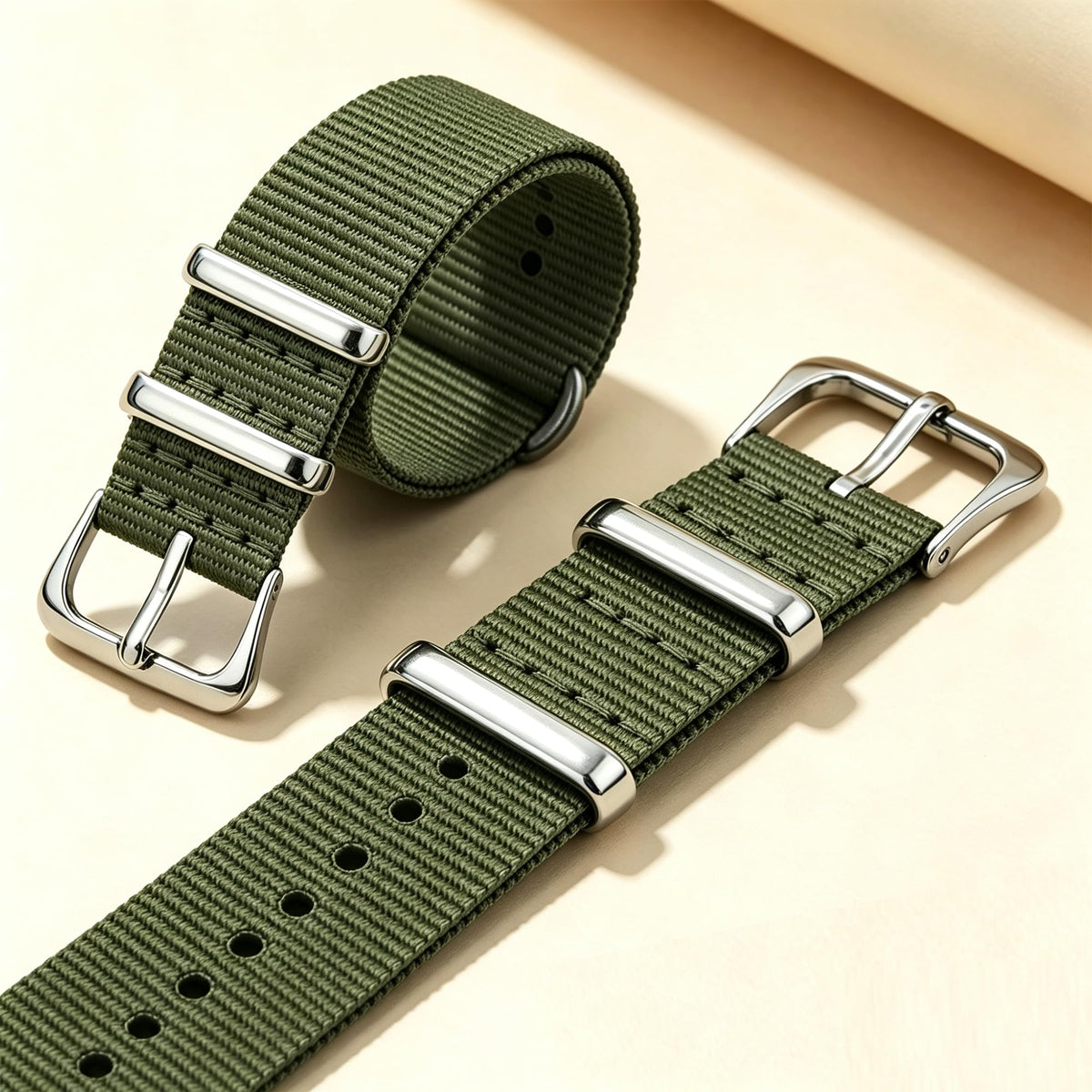 Nylon Watch Band with Stainless Steel Silver Buckle K254