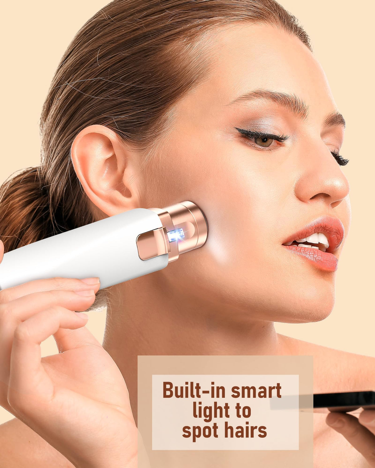 2 in 1 Rechargeable Eyebrow Trimmer Facial Hair Remover with LED Light R418036