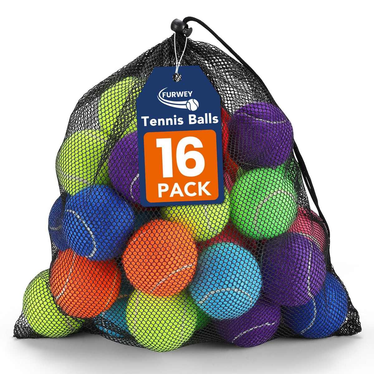 Colorful Tennis Balls for Dogs, 2.5 inches, 16 Pack Y22907