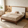 Queen Size Upholstered Bed Frame with Adjustable Headboard Y47897