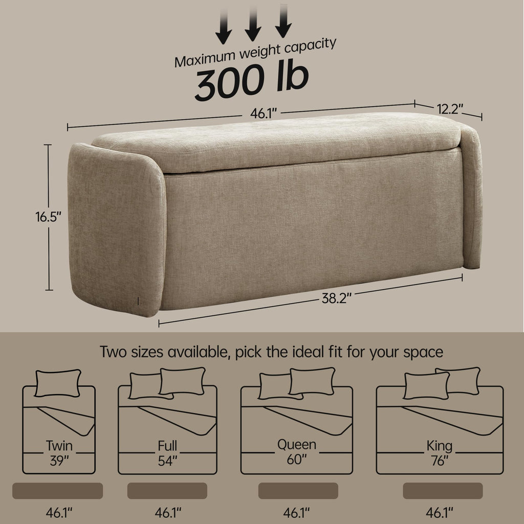 Khaki Upholstered Storage Bench C91280