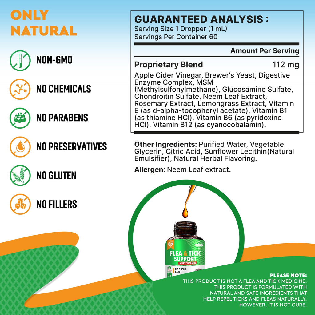 Natural Flea & Tick Prevention Drops for Dogs and Cats U101432