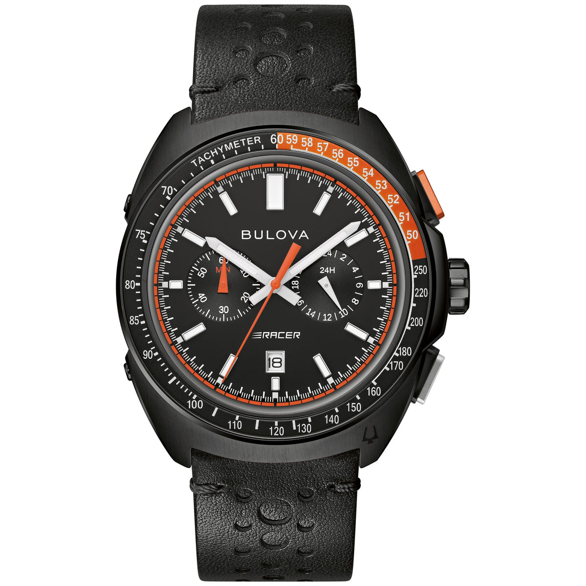 Black Leather Chronograph Watch 42mm S469141