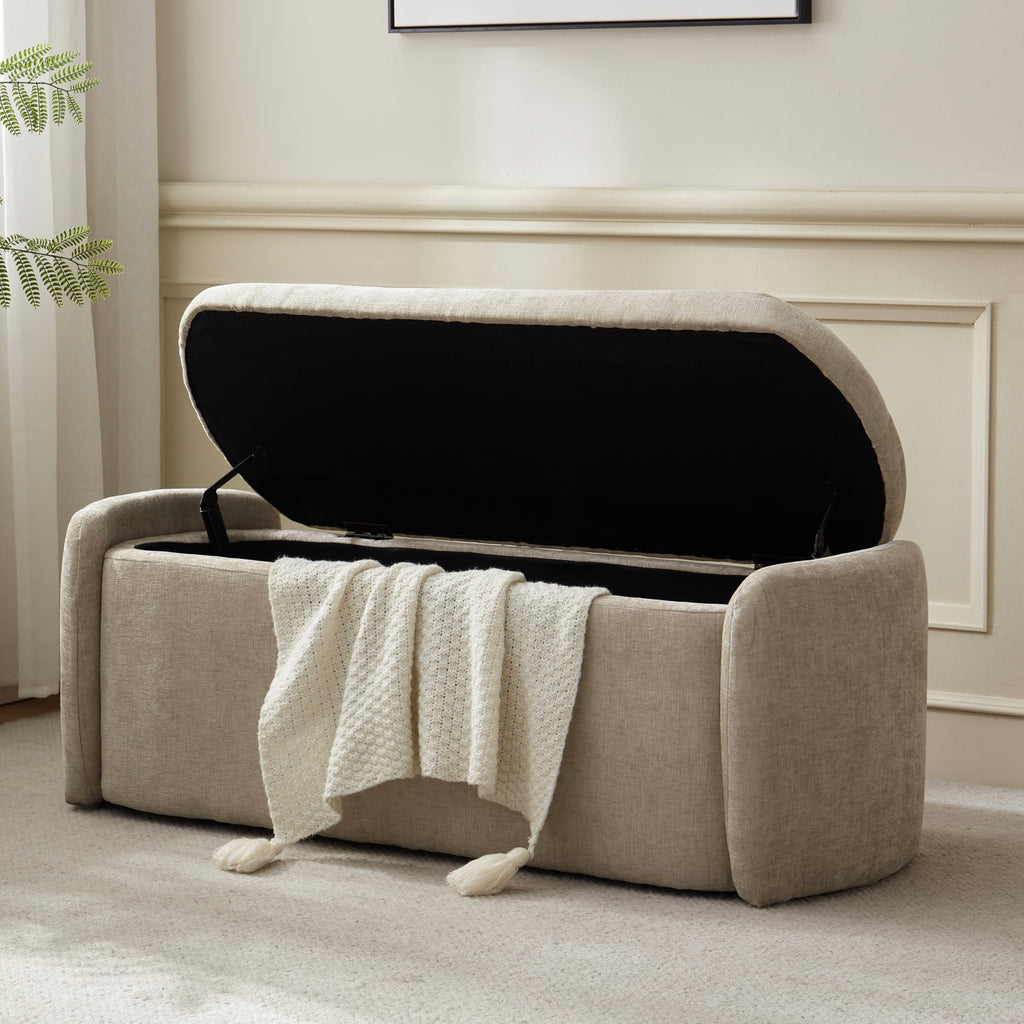 Khaki Upholstered Storage Bench C91280