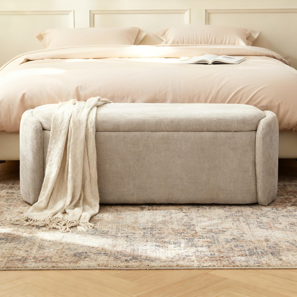 Khaki Upholstered Storage Bench C91280