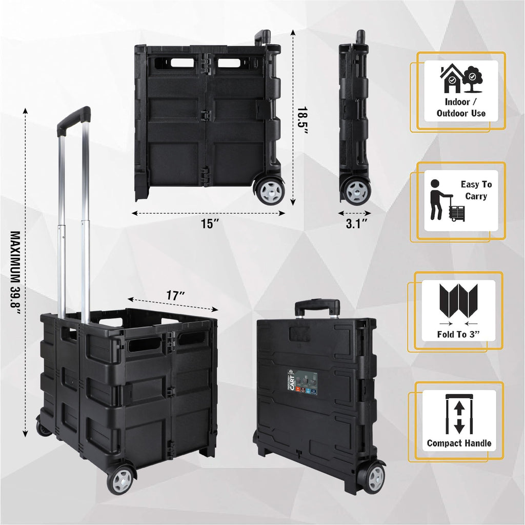 Portable Tools Carrier with Telescopic Handle, 80 Lb. Load Capacity, Black P646678