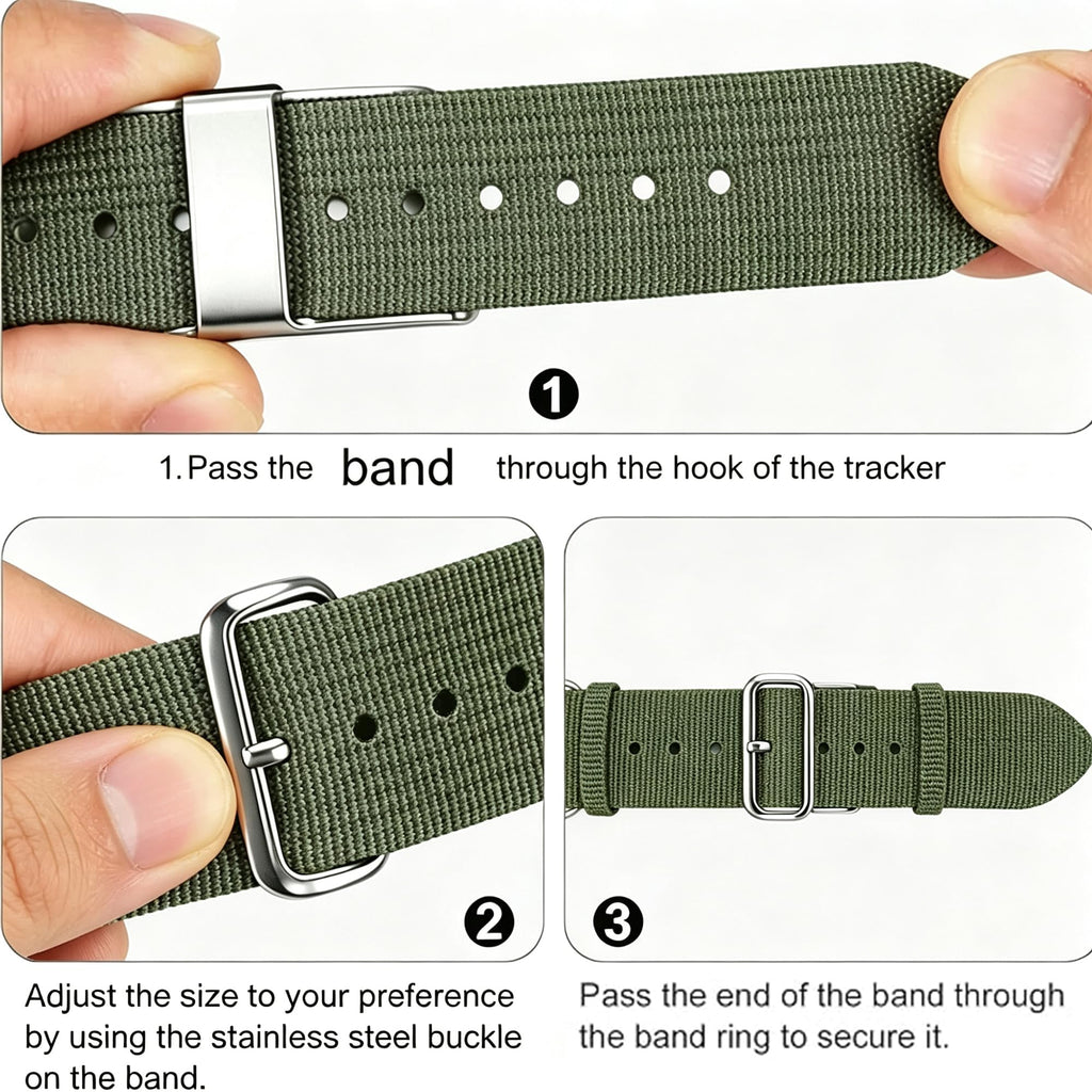 Nylon Watch Band with Stainless Steel Silver Buckle K254