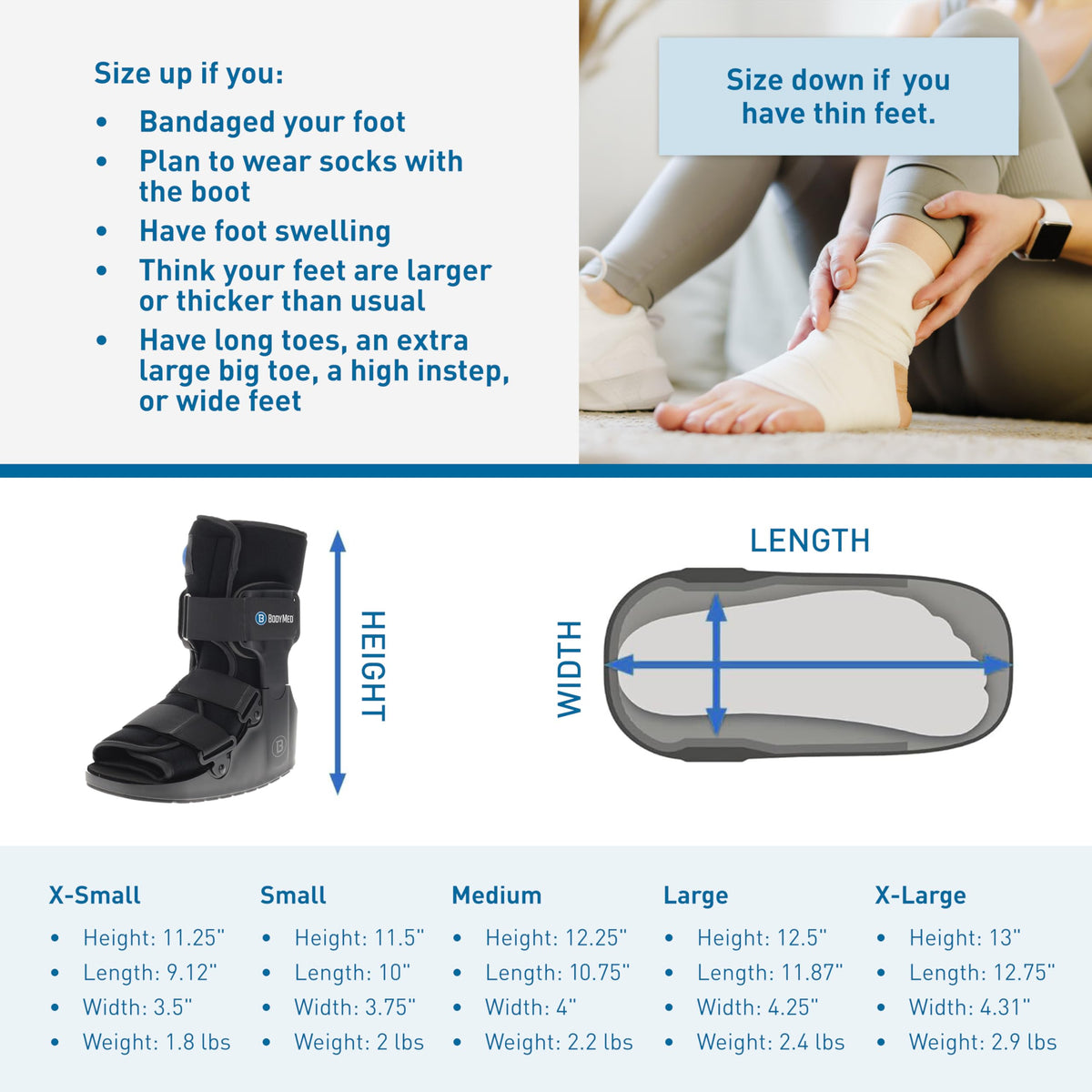 Medium 12.3" Tall Adjustable Walking Fracture Boot Q780