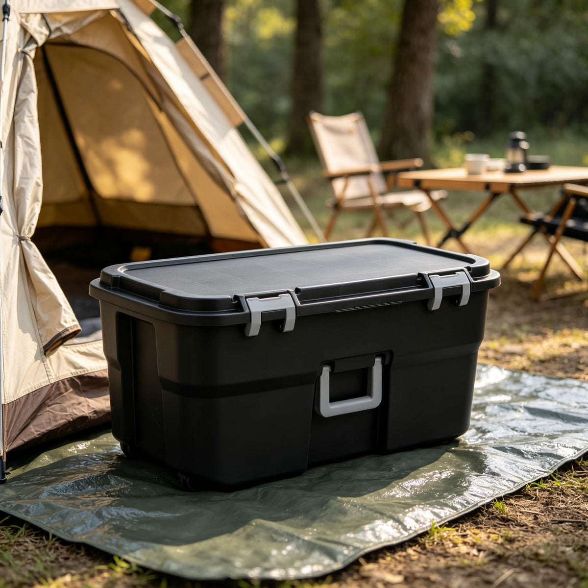 Black 22 Gallon Lockable Wheeled Storage Trunk E5617