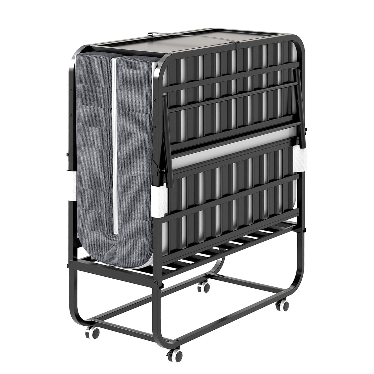 Folding Bed with Mattress, 5-Inch Memory Foam, 500lbs Capacity, Metal Frame, Adjustable Headboard Z765