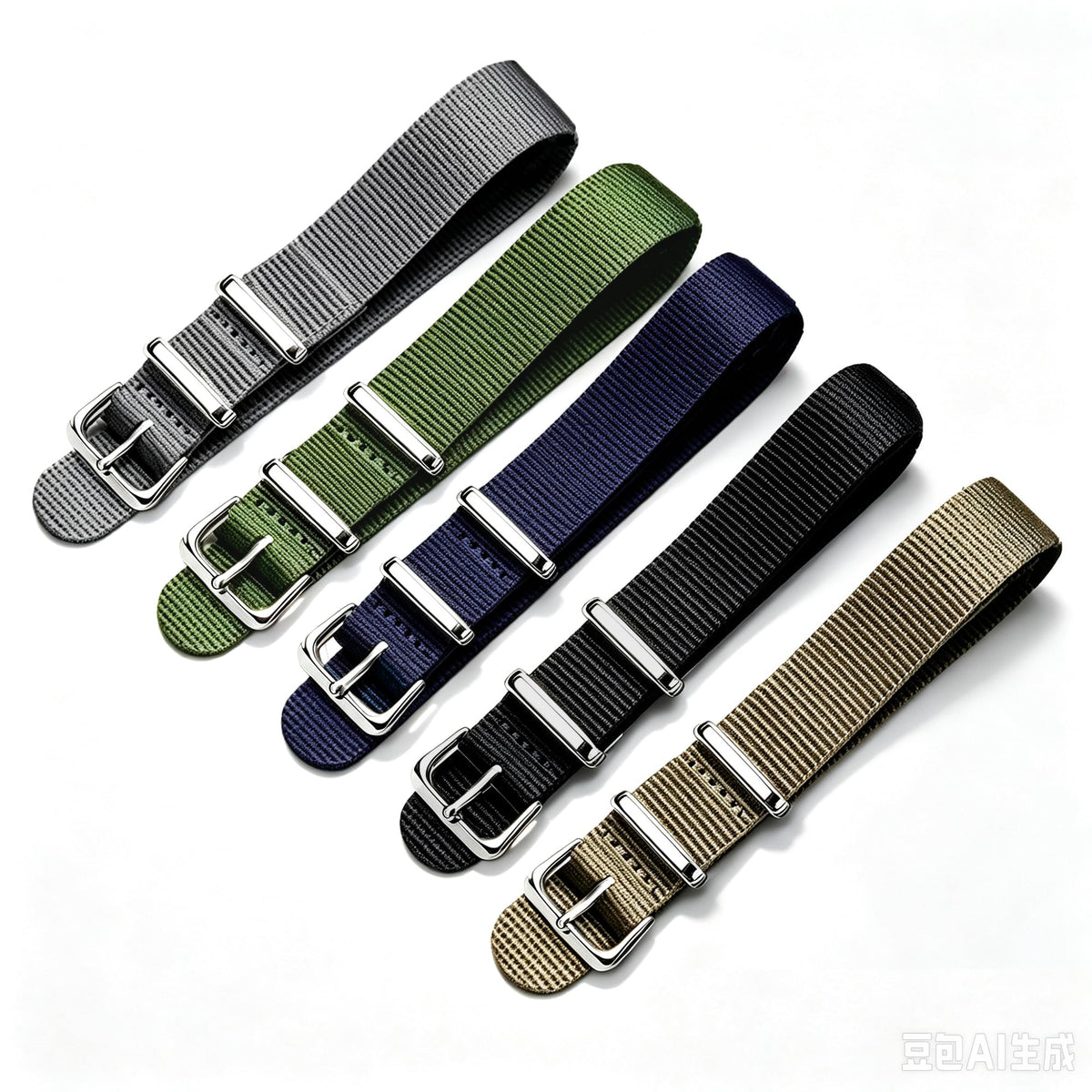 Nylon Watch Band with Stainless Steel Silver Buckle K254