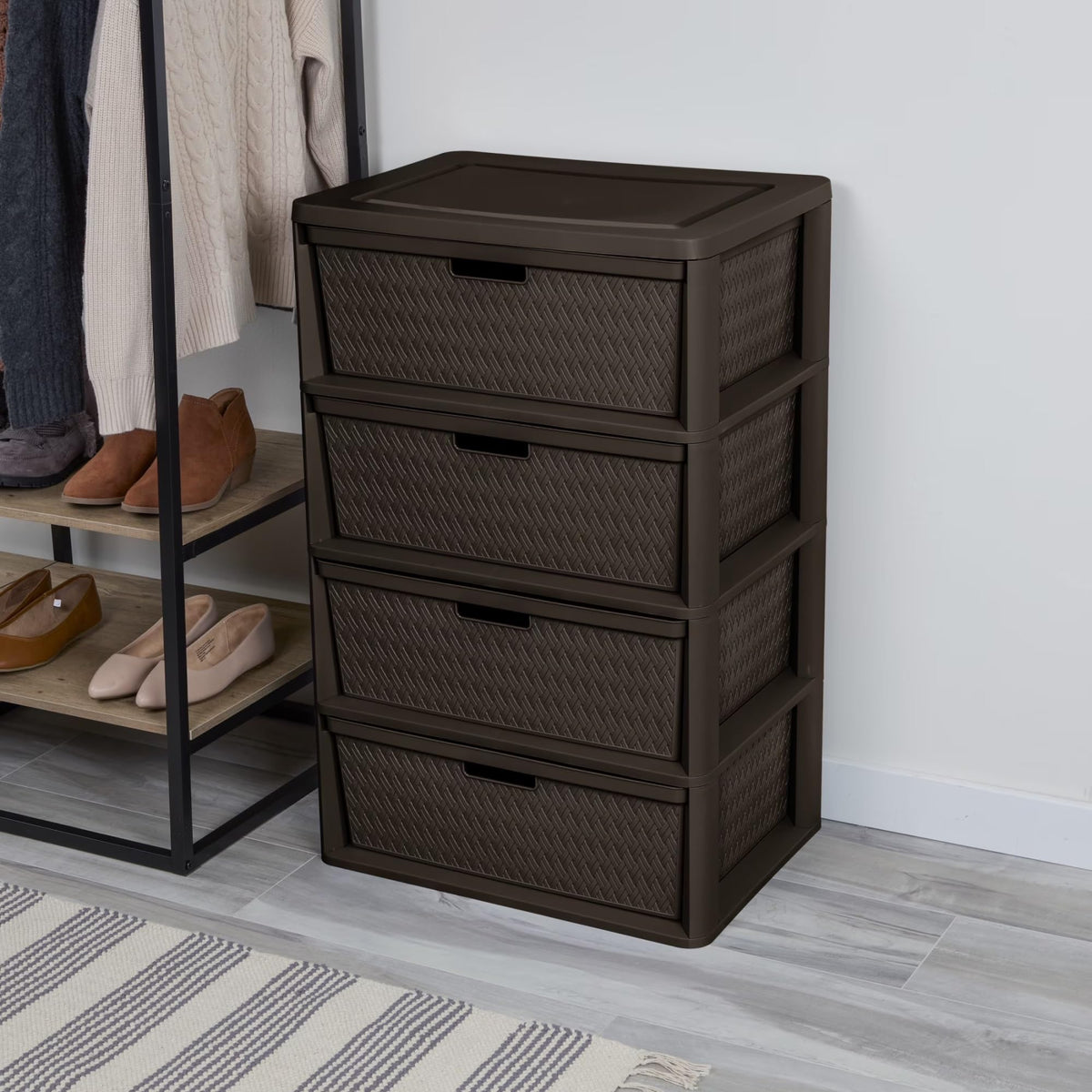 Gray Plastic 3-Drawer Storage Tower with Bins W687074