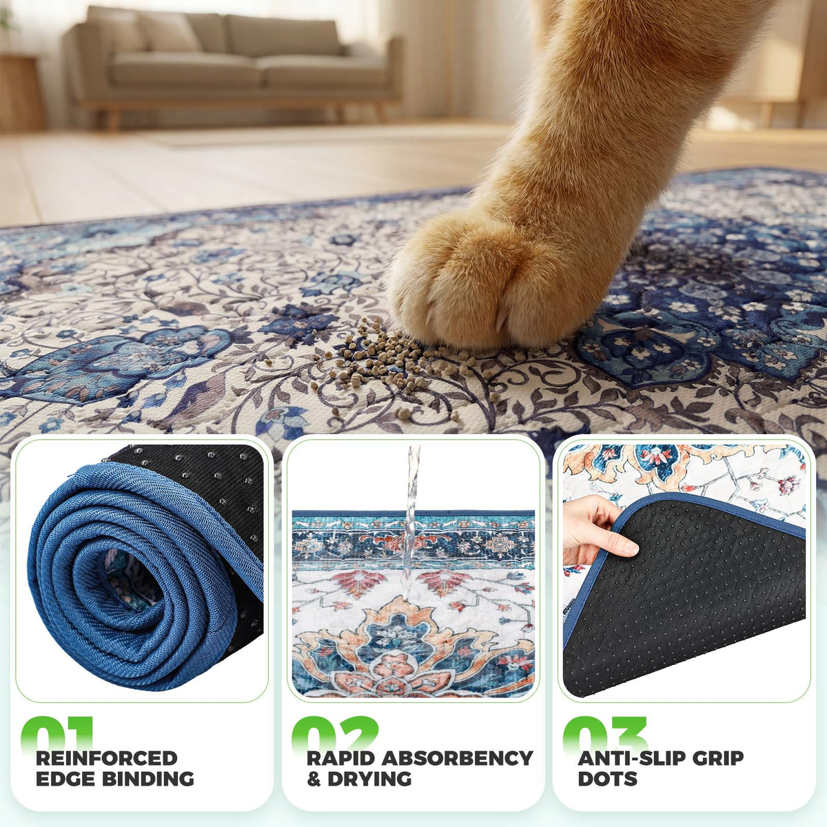 Cat Litter Mat 2 Pack, 18x28 Machine Washable Waterproof Non Slip G97111