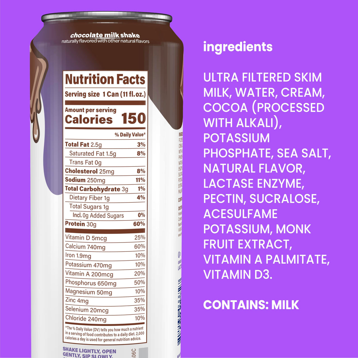 30g Protein Chocolate Lactose Free Milk Shake 12 Cans C6918