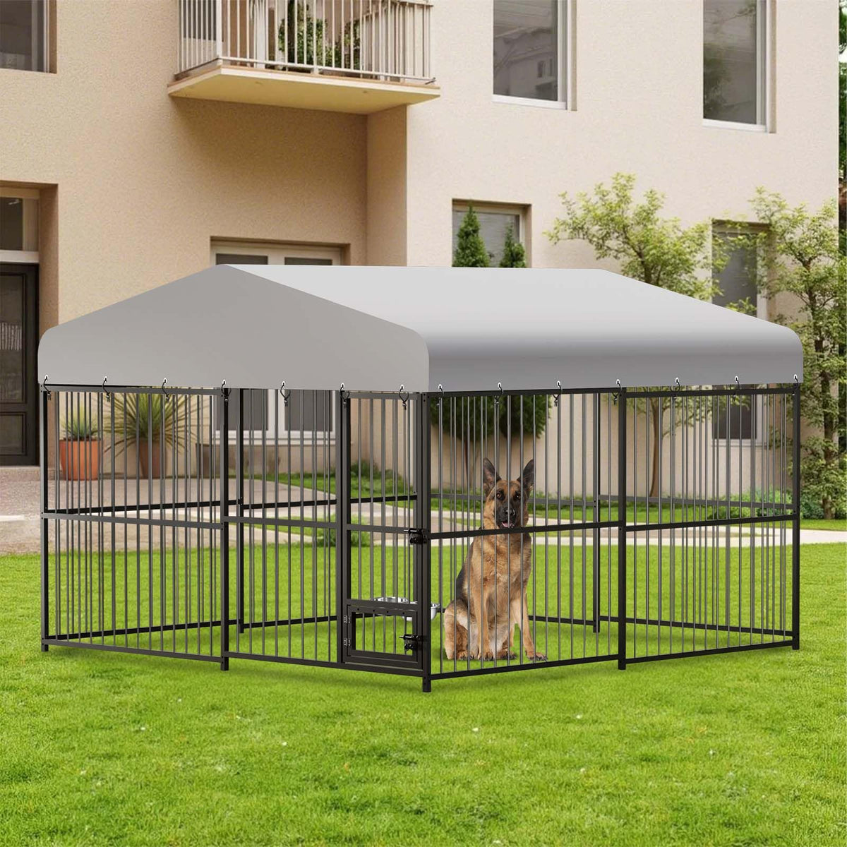 10x10x6 ft Heavy-Duty Outdoor Dog Kennel with Roof C707750