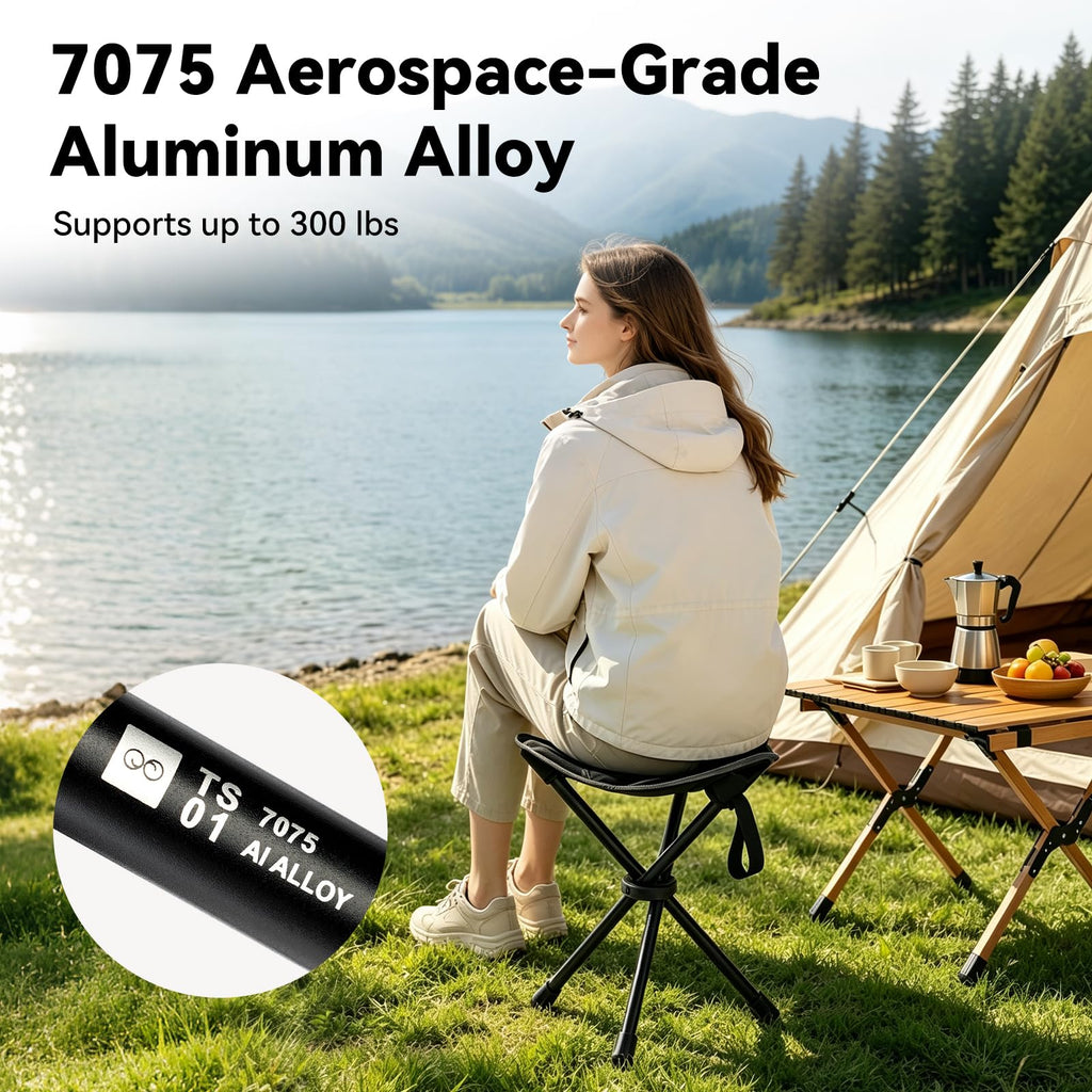 18"×14.5" Aluminum Alloy Folding Camping Stool, Black M124137