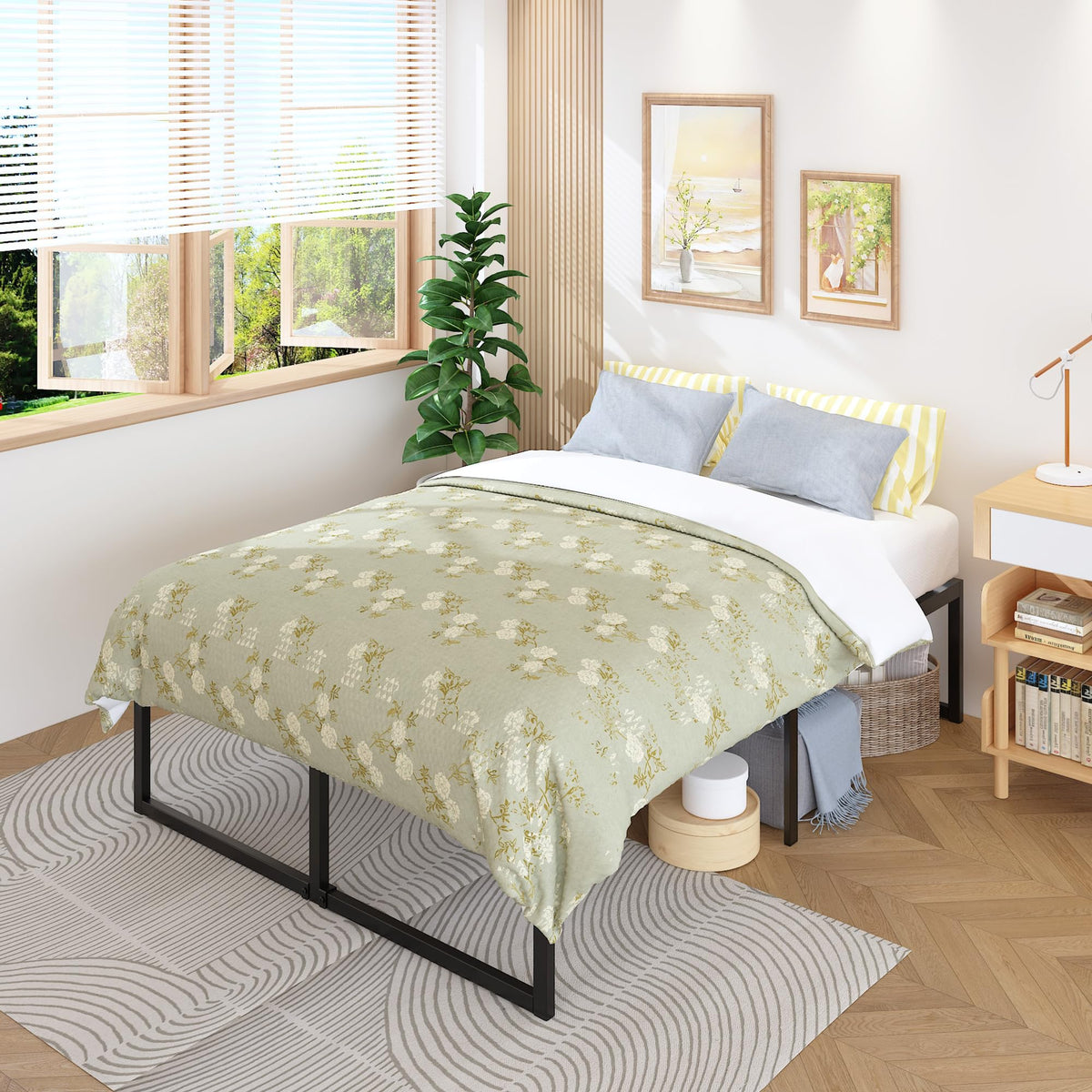 Queen Bed Frame 18 Inch with Steel Slat Support T337
