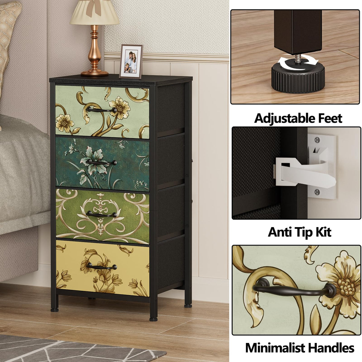4 Drawer Fabric Dresser S299
