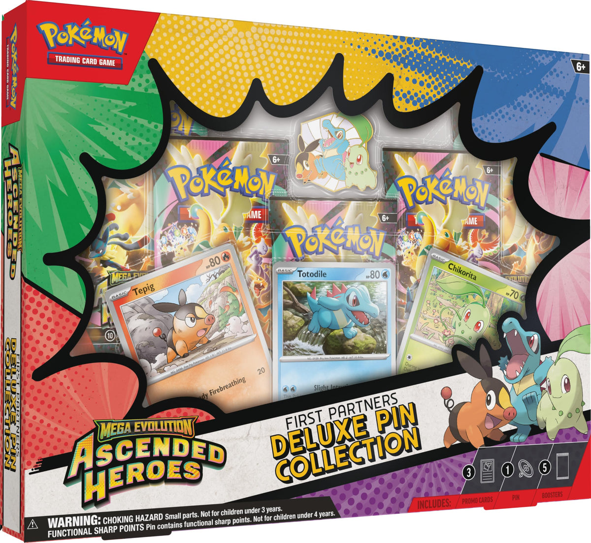 Pokémon TCG 3 Foil Promo Cards 1 Deluxe Pin & 5 Booster Packs S675503
