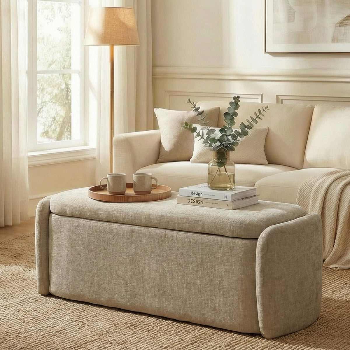 Khaki Upholstered Storage Bench C91280