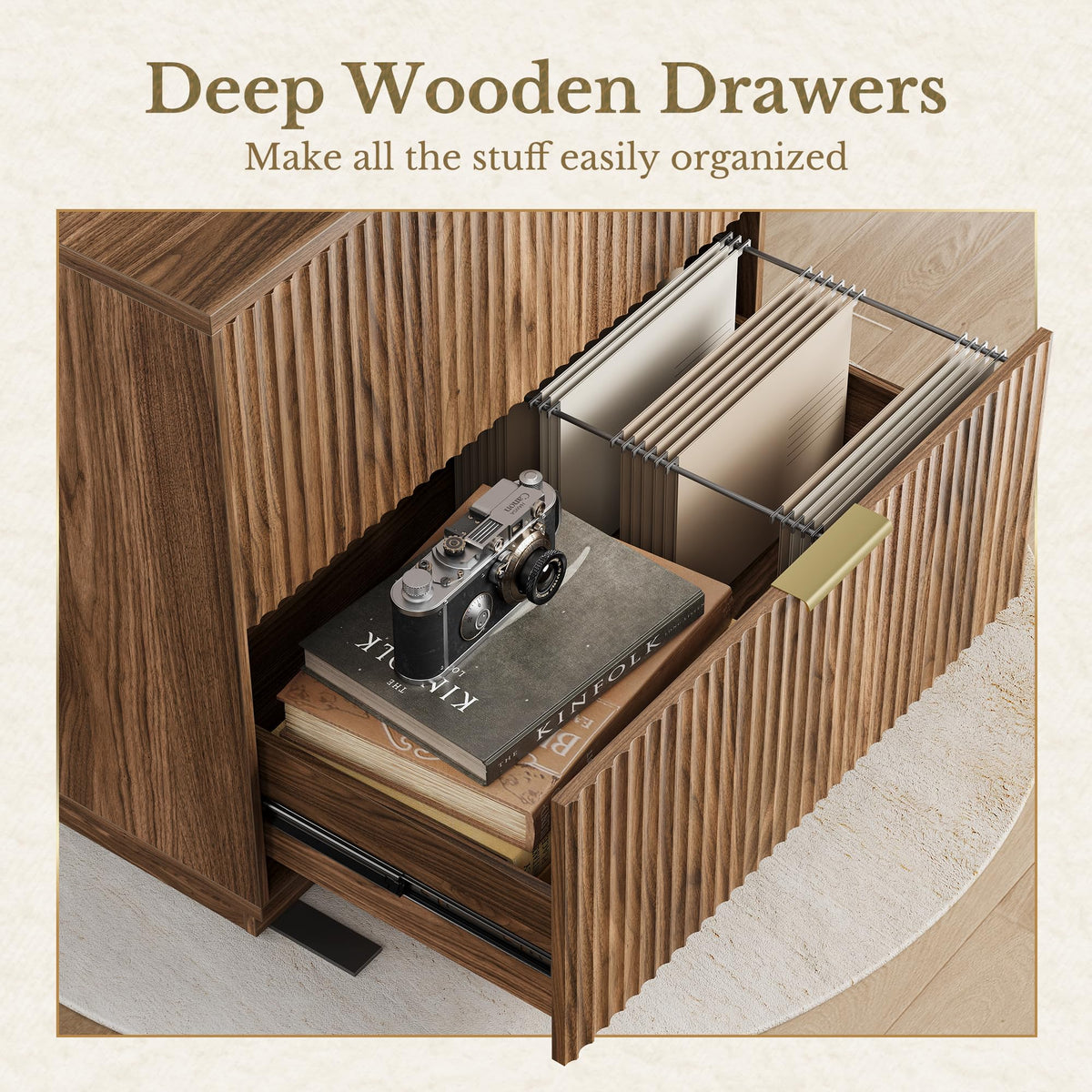 Black Walnut 2 Drawer Fluted Lateral File Cabinet G36286